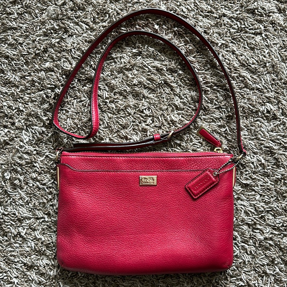 Coach Red Crossbody Leather Purse